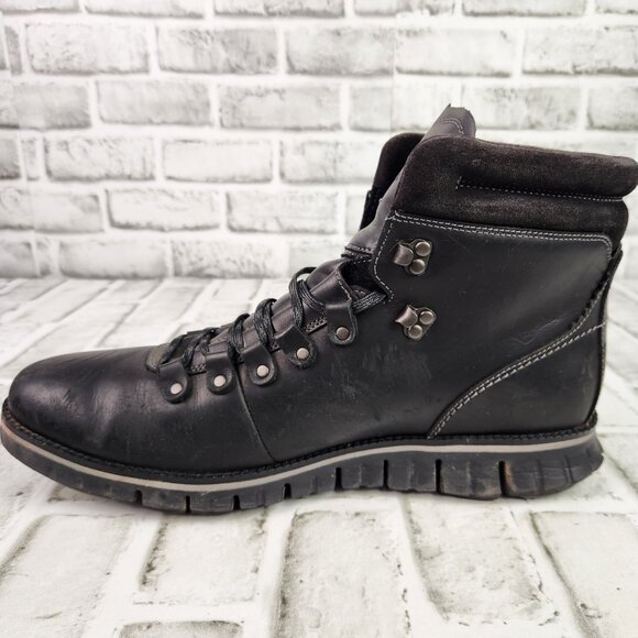 Cole Haan ZeroGrand Hiker Men's Size 12 M Black Leather Waterproof Outdoor Boots - Picture 7 of 11